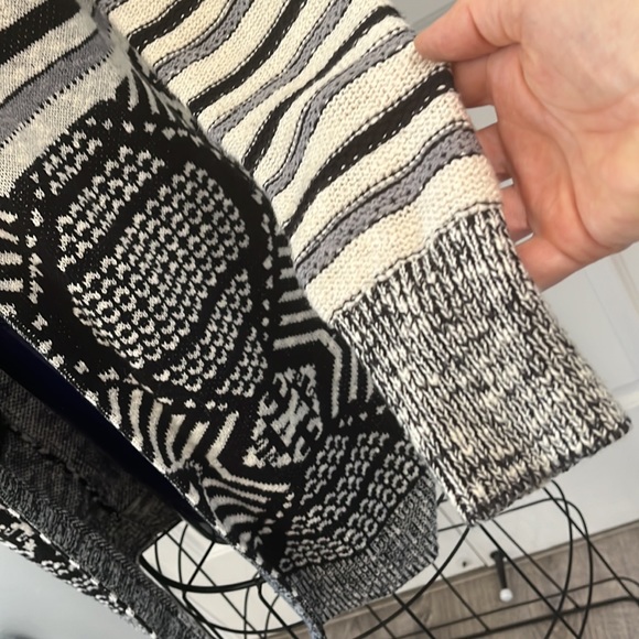 ECOTE Open Front Cardigan Black, Cream & Grey Patterned Size M - Picture 3 of 15